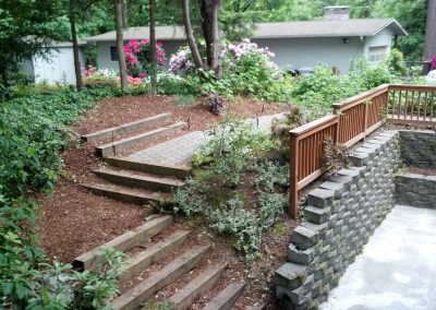 terraced garden, retaining wall and steps